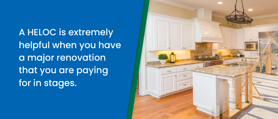 A HELOC is extremely helpful when you have a major renovation that you are paying for in stages - Image of kitchen under construction